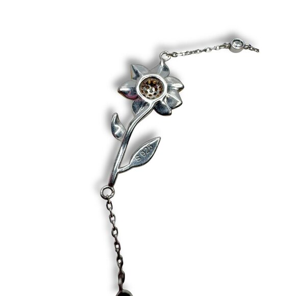 Sterling Silver Gold Vermeil Sunflower Bracelet 6.5"-8" - Picture 4 of 5